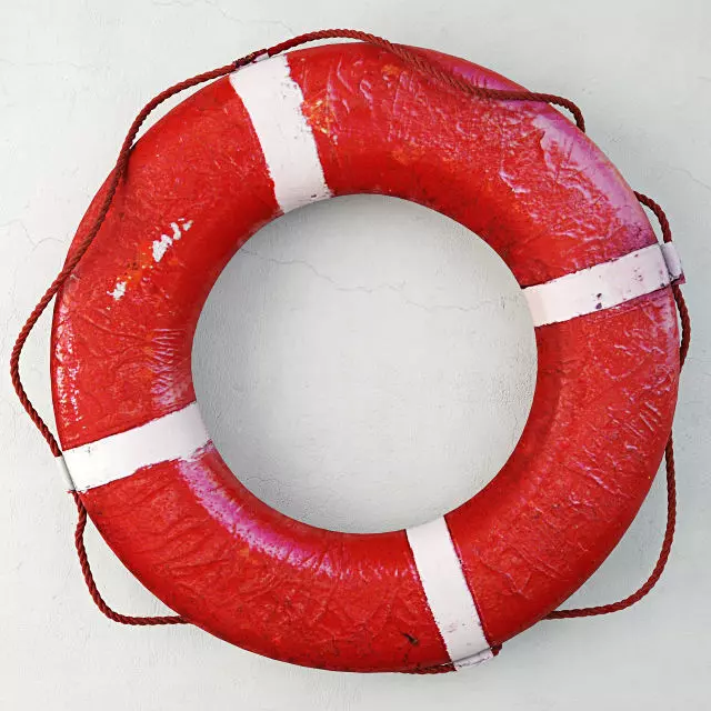 1950s Red and White Life Preserver 2 3D model_0