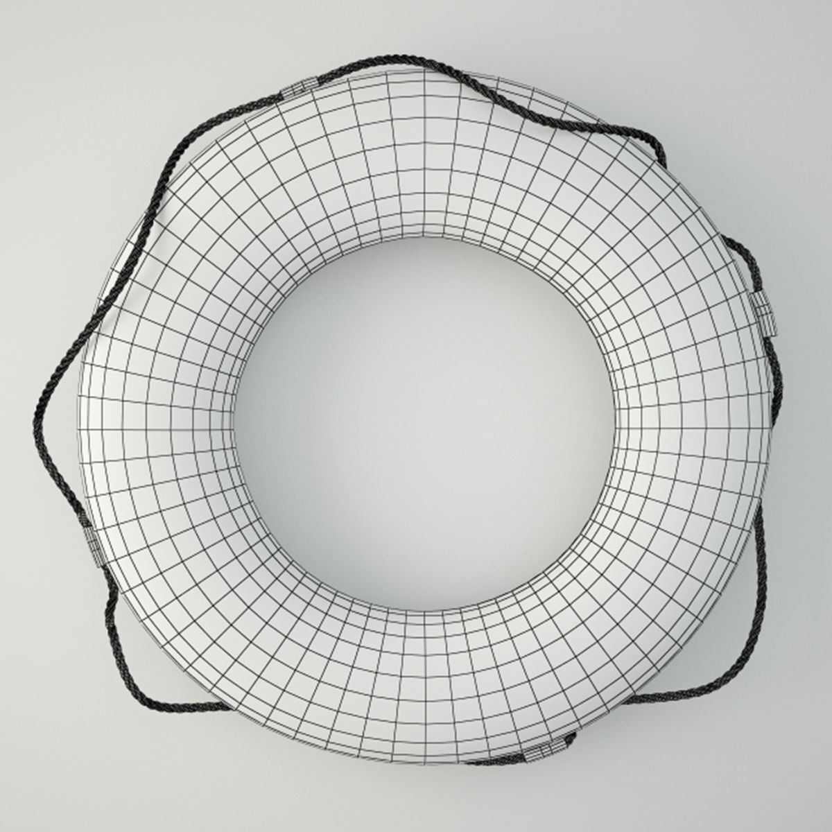 1950s Red and White Life Preserver 2 3D model_1