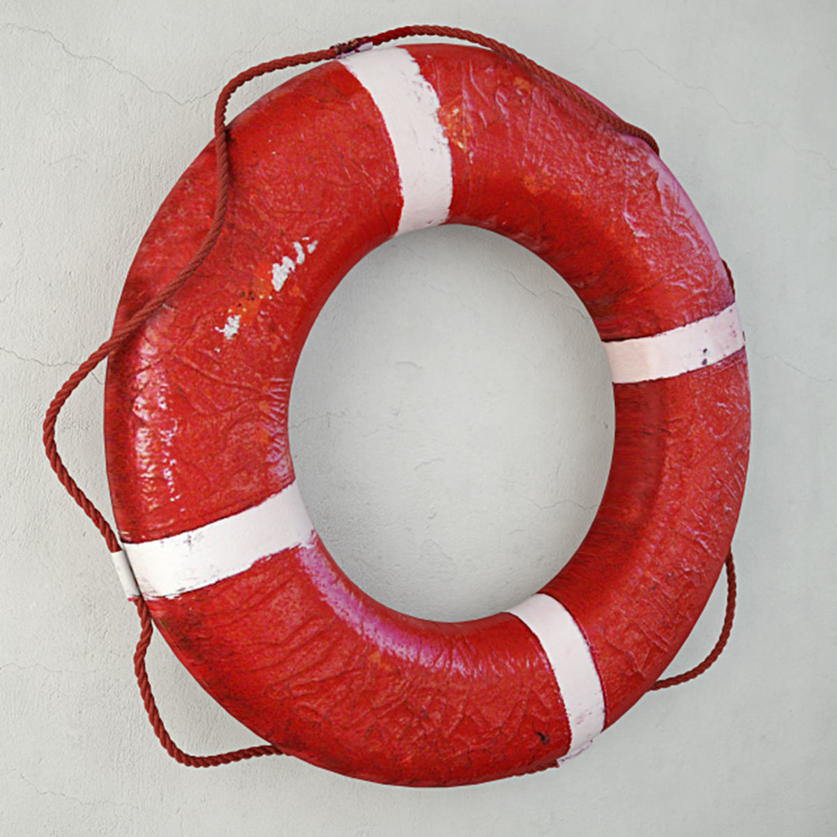1950s Red and White Life Preserver 2 3D model_2