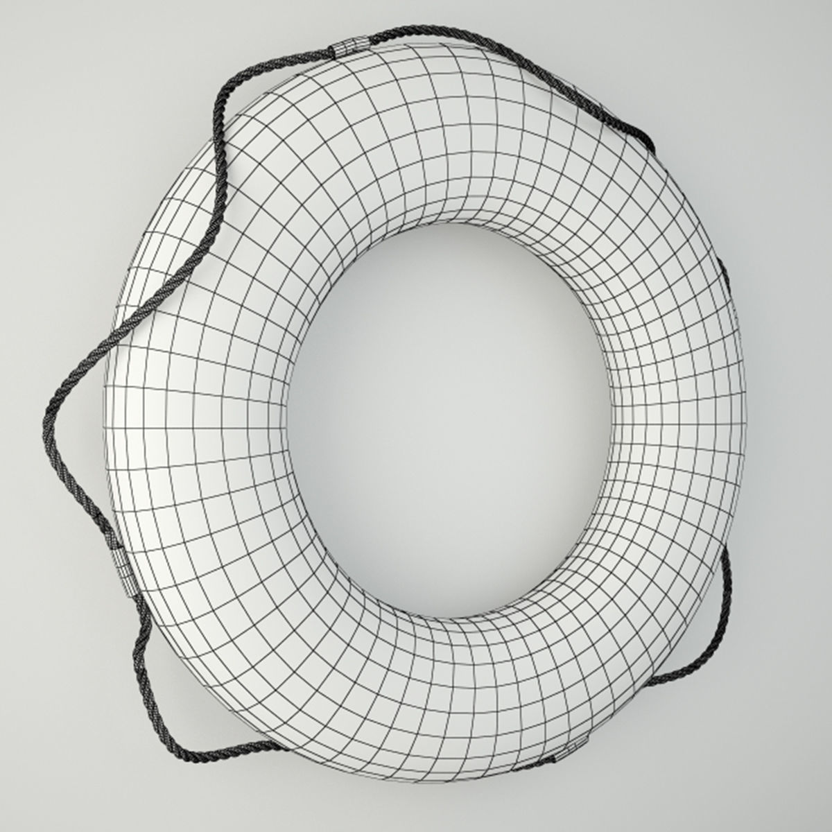 1950s Red and White Life Preserver 2 3D model_3