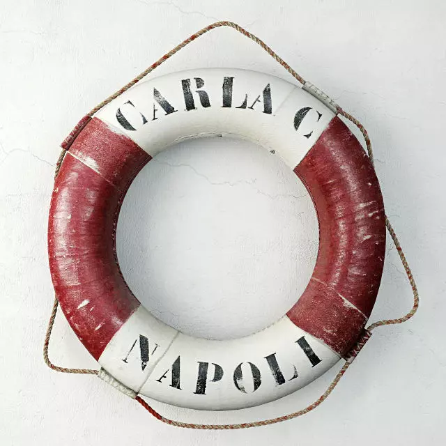 1951 Vintage Life Preserver Ring 3D model_0