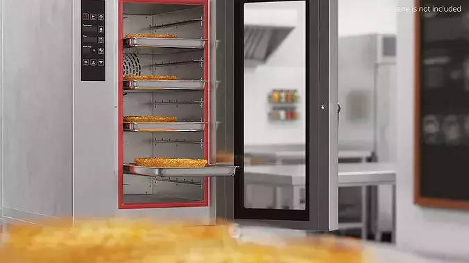 Industrial Convection Oven with Rolling Stand 3D model 2