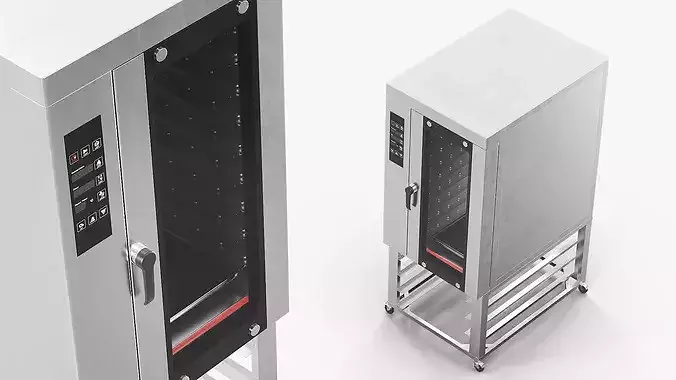 Industrial Convection Oven with Rolling Stand 3D model 3