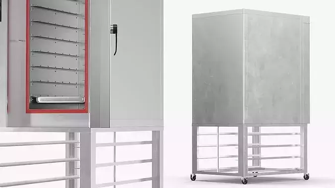 Industrial Convection Oven with Rolling Stand 3D model 5