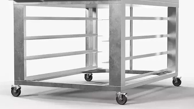 Industrial Convection Oven with Rolling Stand 3D model 6