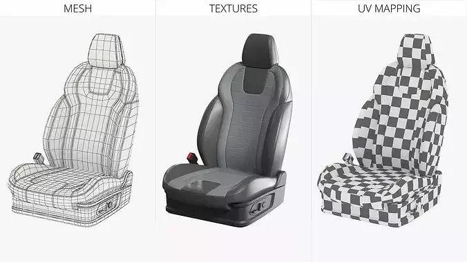 Modern Vehicle Seat With Arm Support 3D model 6