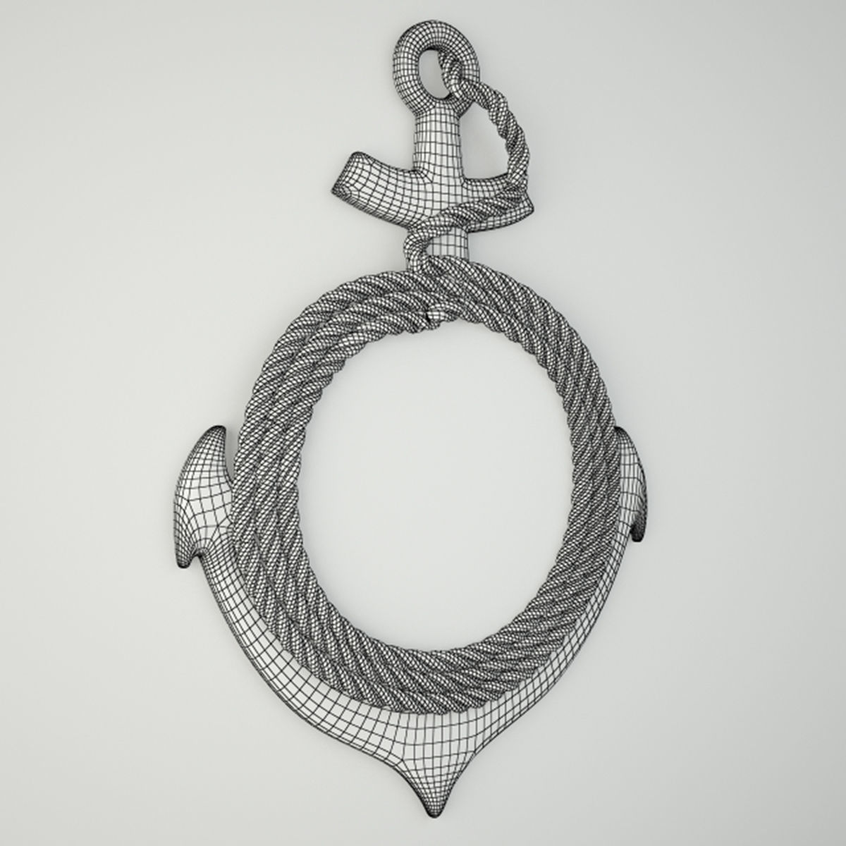 Anchor Wall Mirror with Rope 3D model_3