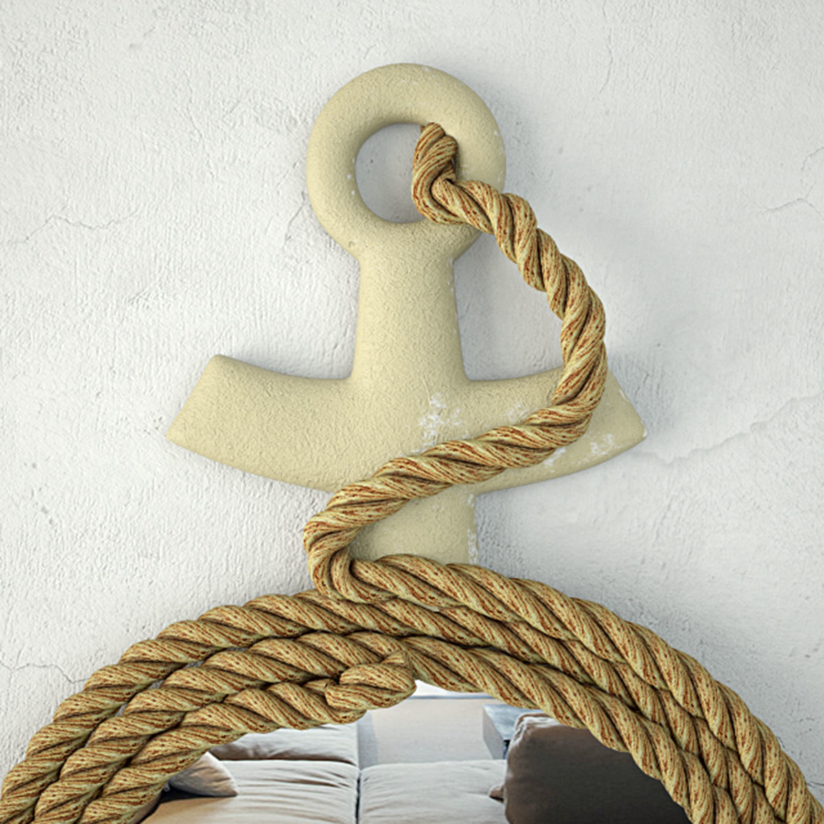 Anchor Wall Mirror with Rope 3D model_4
