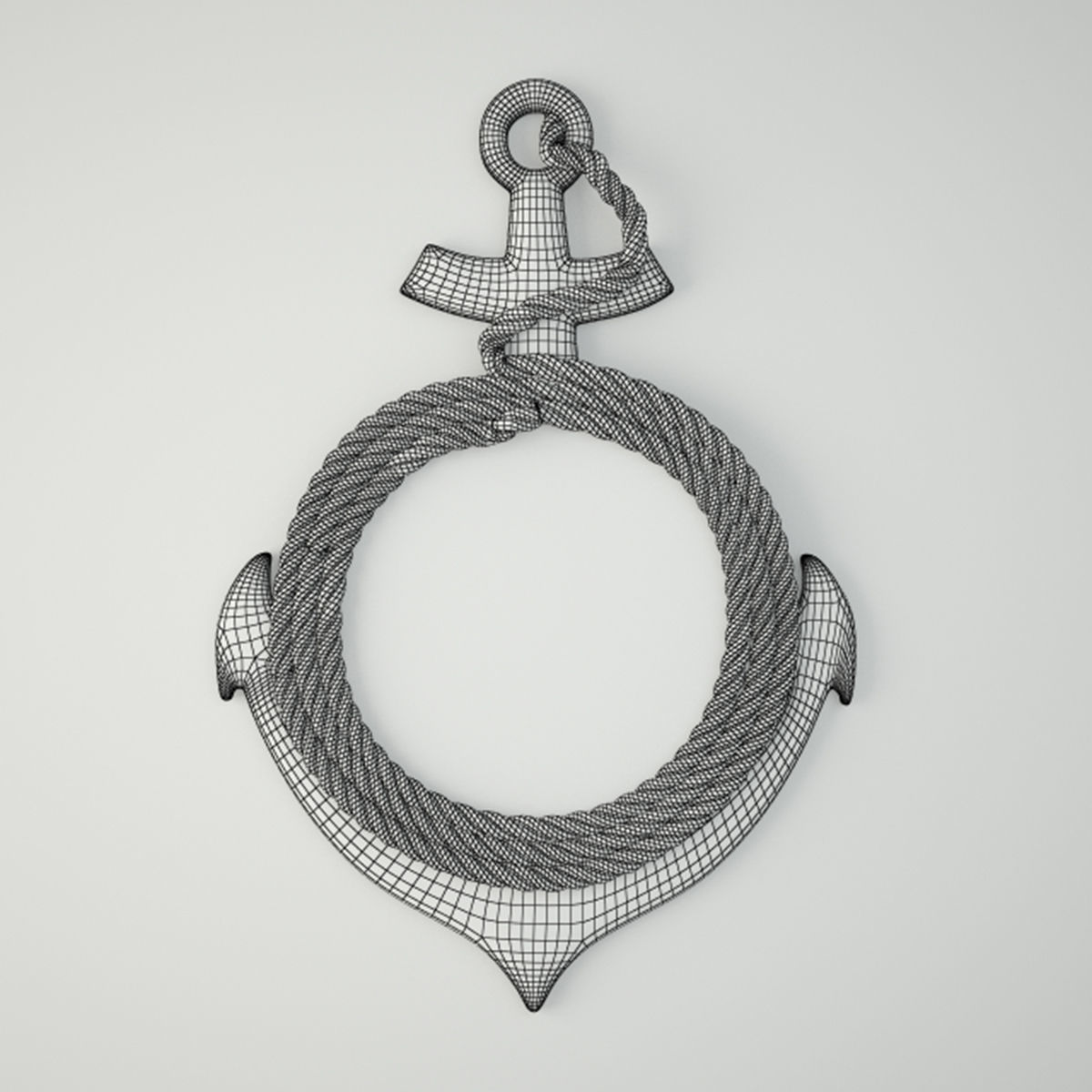 Anchor Wall Mirror with Rope 3D model_1