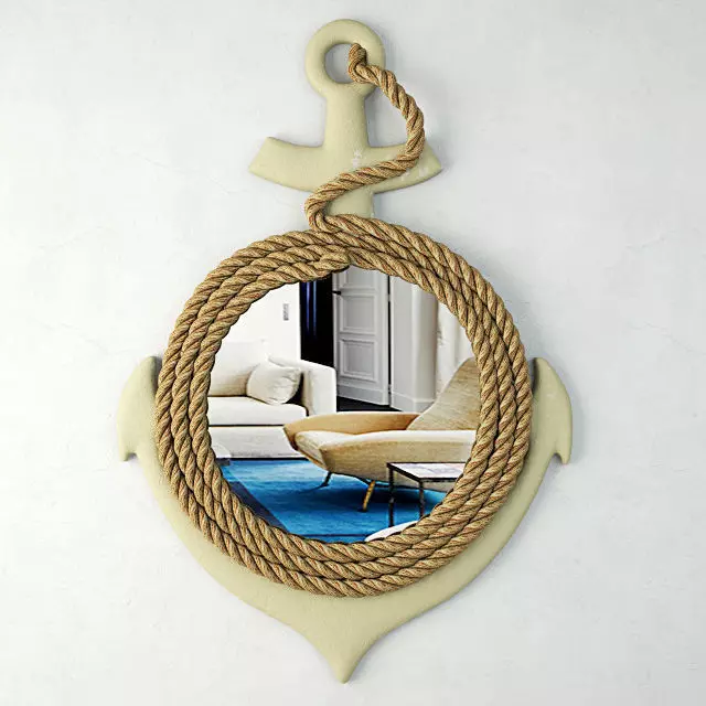 Anchor Wall Mirror with Rope 3D model_0