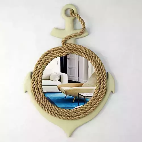 Anchor Wall Mirror with Rope 3D model