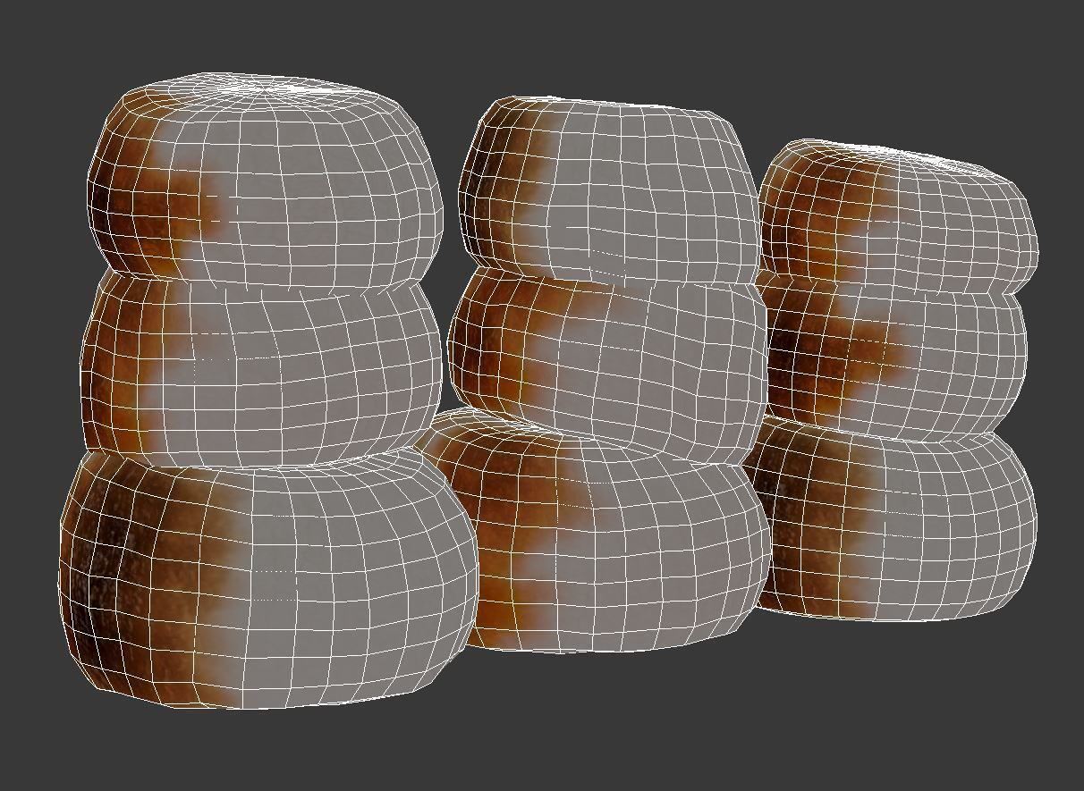 Marshmallows stack of stones Low-poly 3D model_6