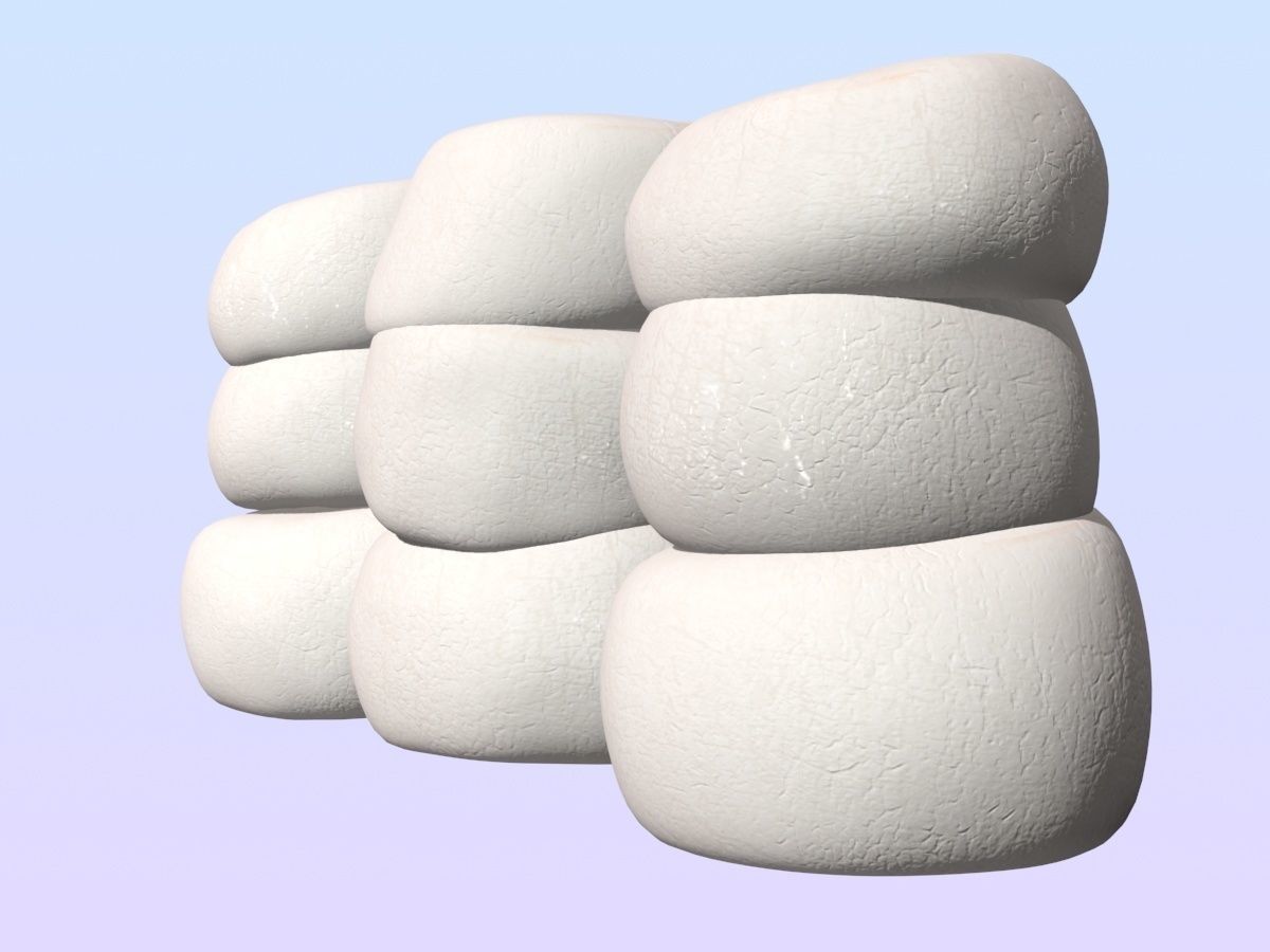 Marshmallows stack of stones Low-poly 3D model_4