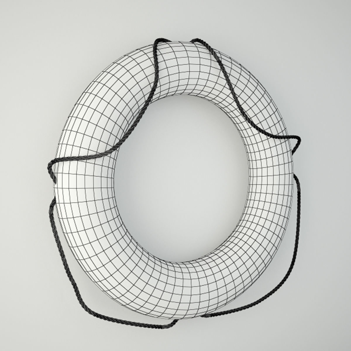 Blue and White Life Preserver 2 3D model_3