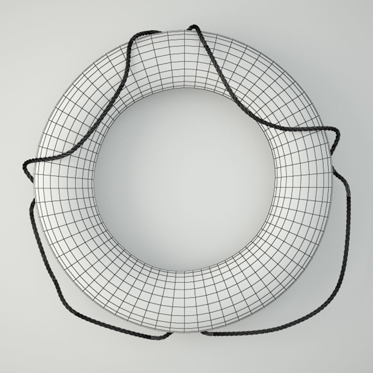 Blue and White Life Preserver 2 3D model_1