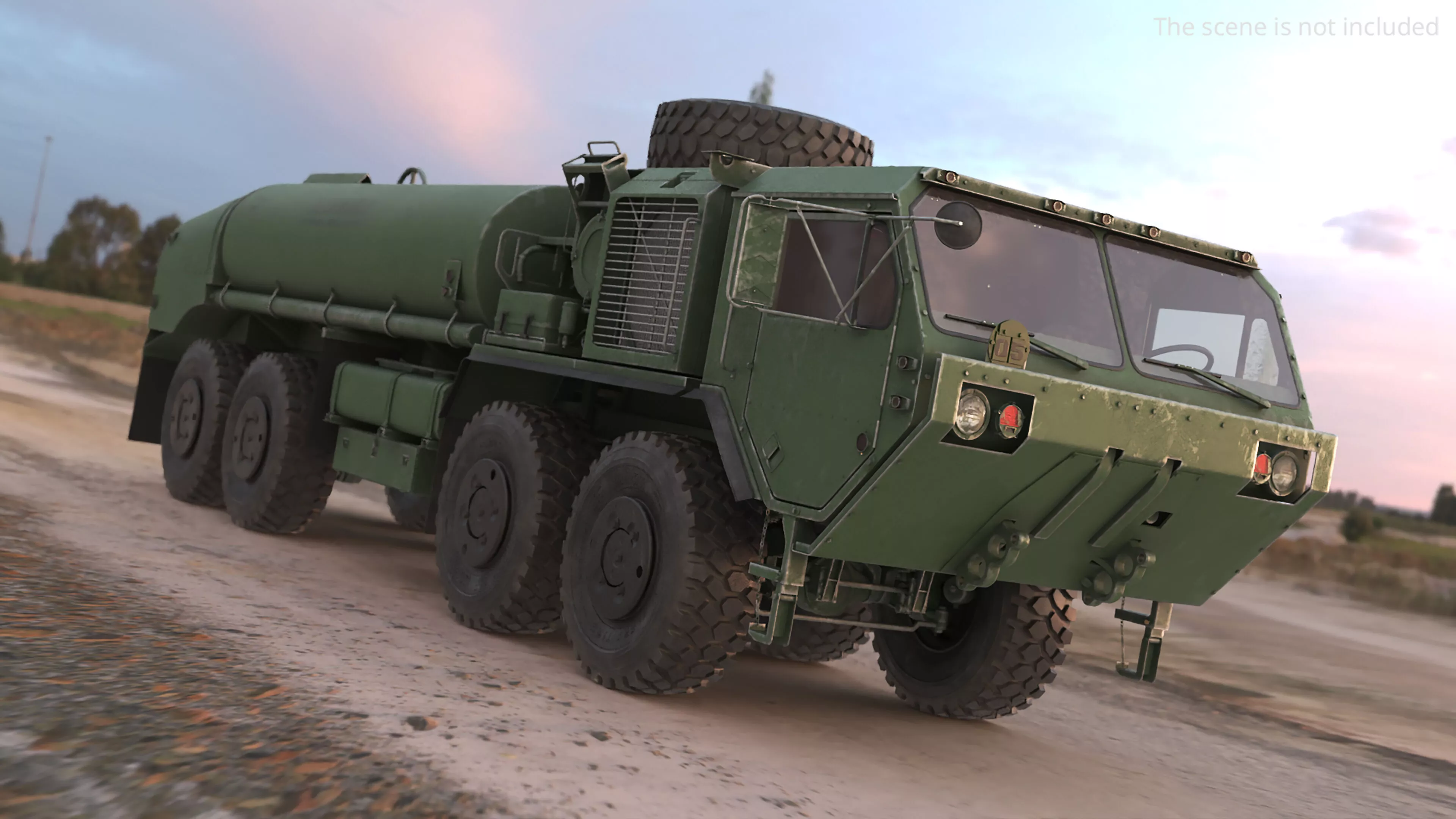 Military Fuel Tanker Truck with Cylindrical Tank 3D model