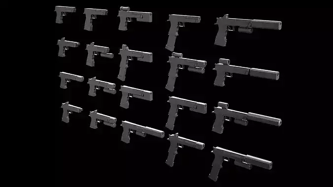 Stylized Low Poly Deagle -20 Variations Game Ready