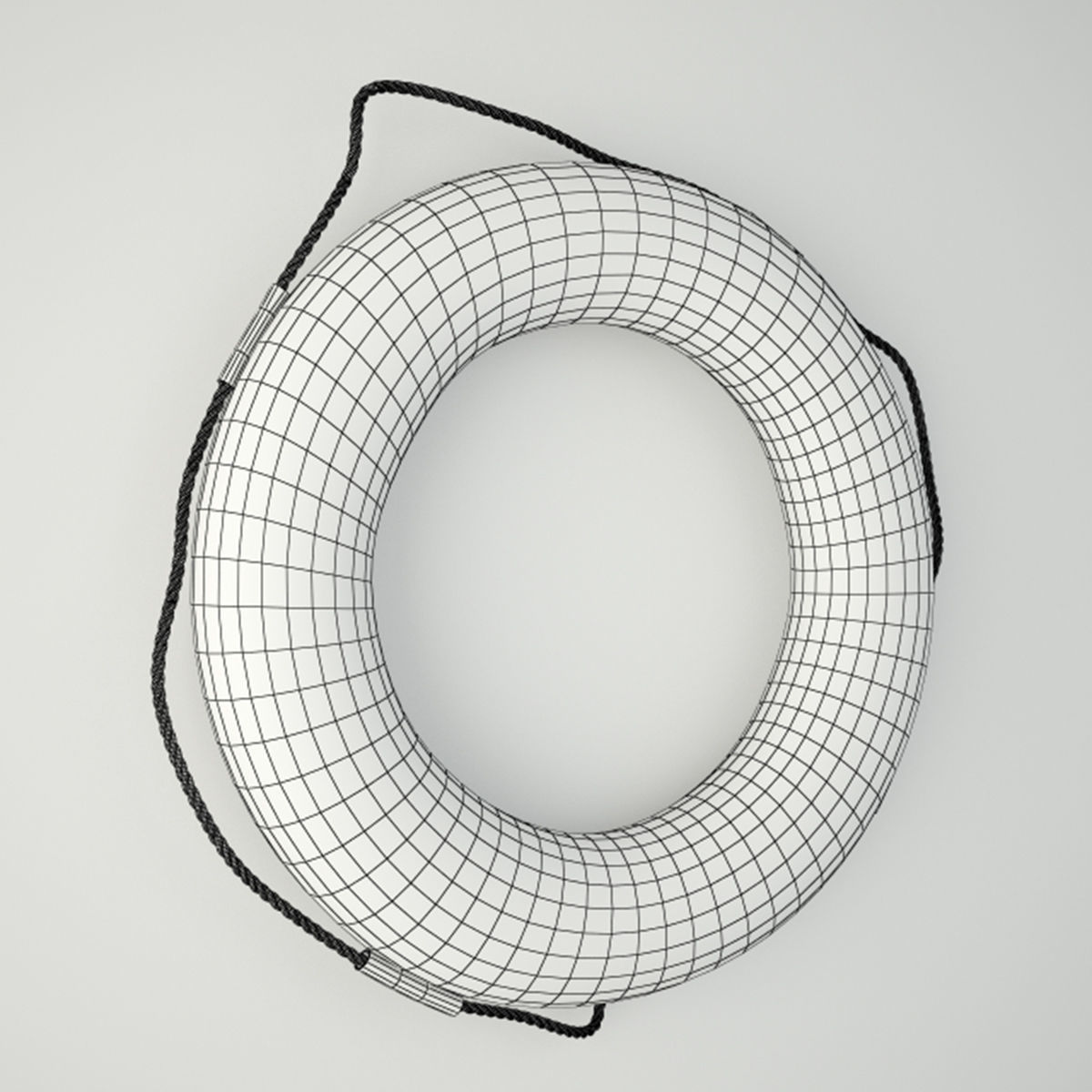 Red and White Life Preserver 3D model_3