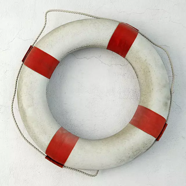 Red and White Life Preserver 3D model_0