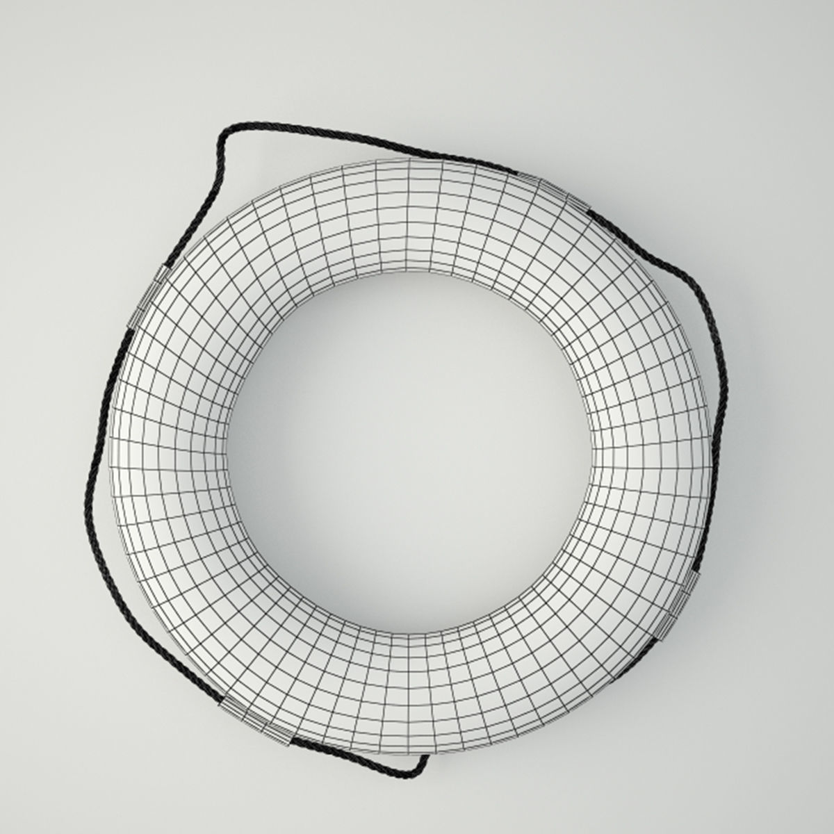 Red and White Life Preserver 3D model_1