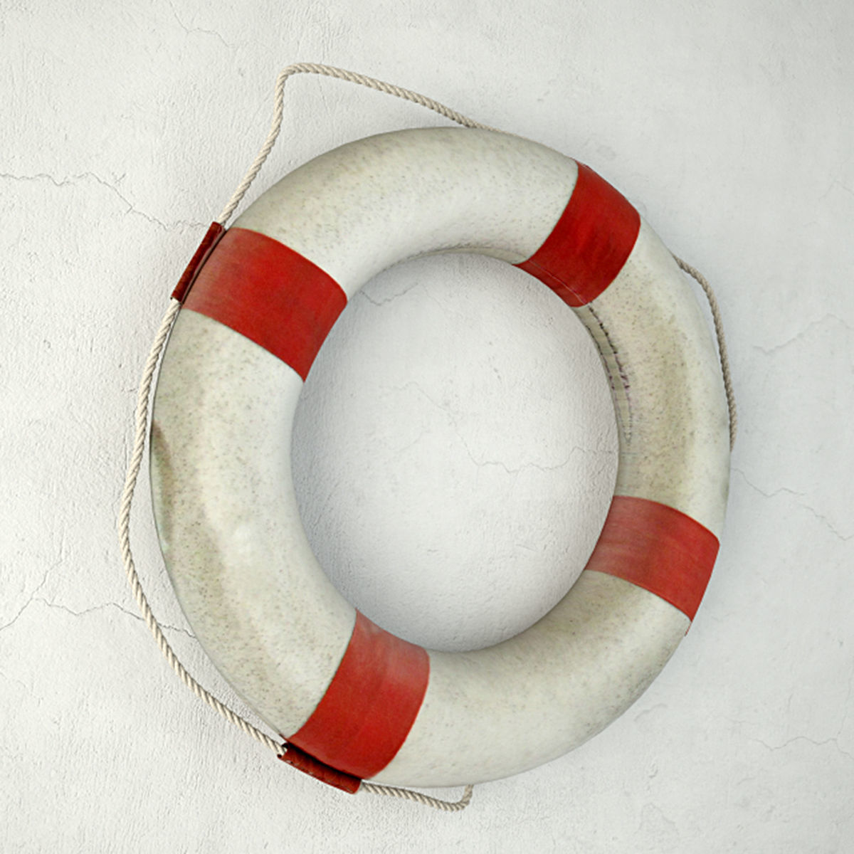 Red and White Life Preserver 3D model_2