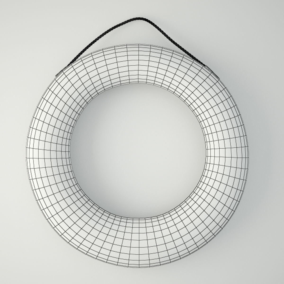 Red and White Life Preserver 2 3D model_1