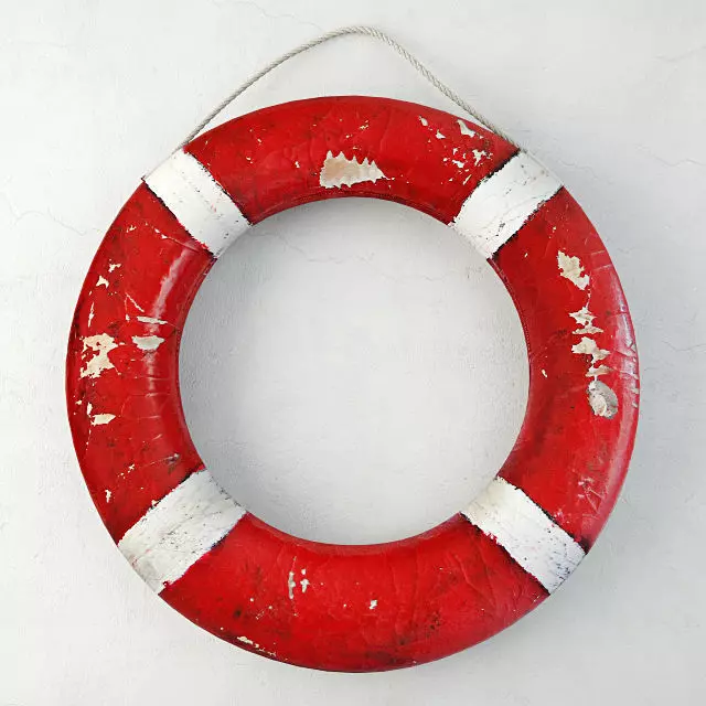 Red and White Life Preserver 2 3D model_0