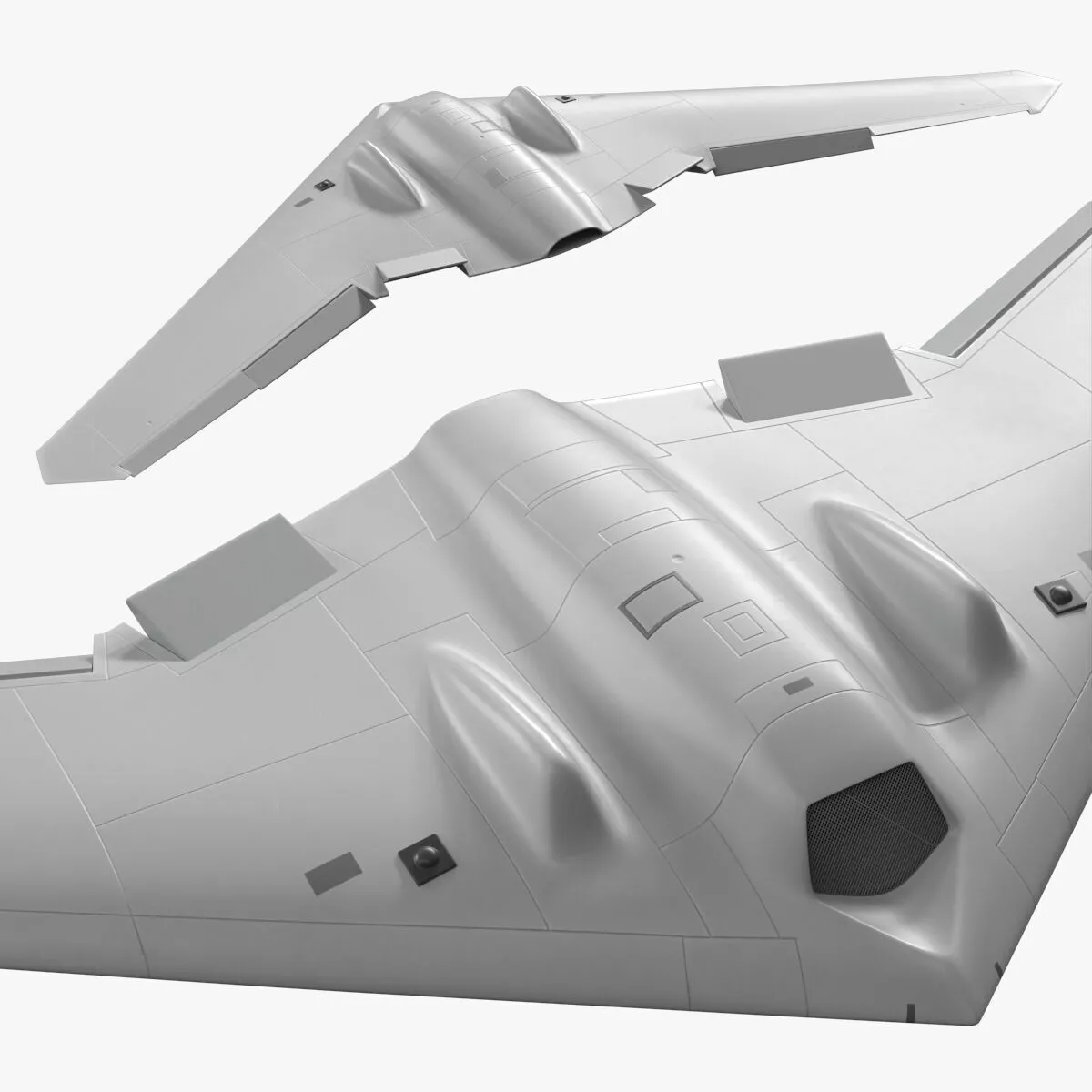 Stealth Recon UAV Flying Wing White Rigged for Maya 3D model