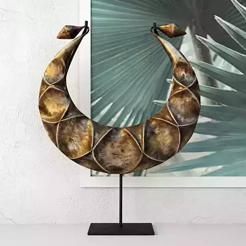 Tribal Metal Necklace on Stand 3D model
