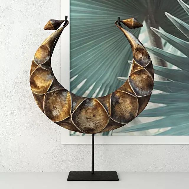 Tribal Metal Necklace on Stand 3D model_0