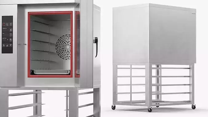Commercial Convection Oven with Mobile Stand 3D model 4