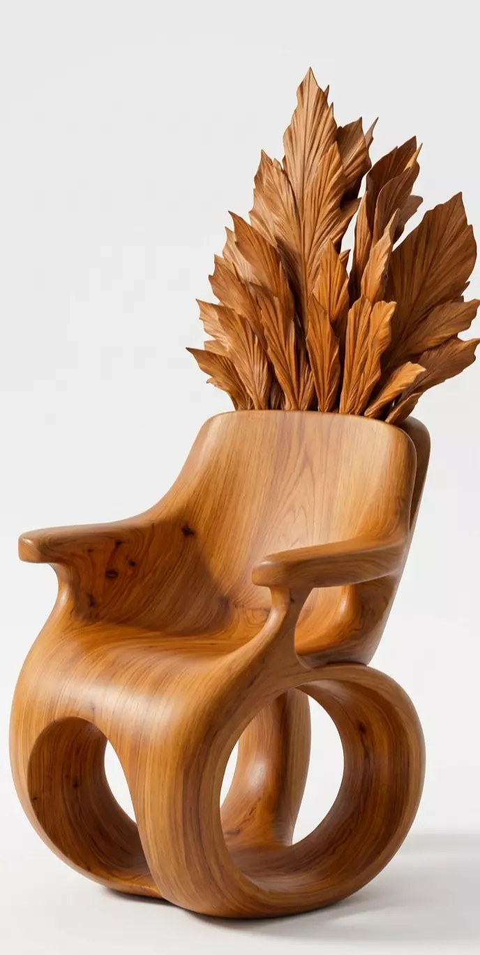 Leaf Back Wooden Chair 3D Model 3D print model