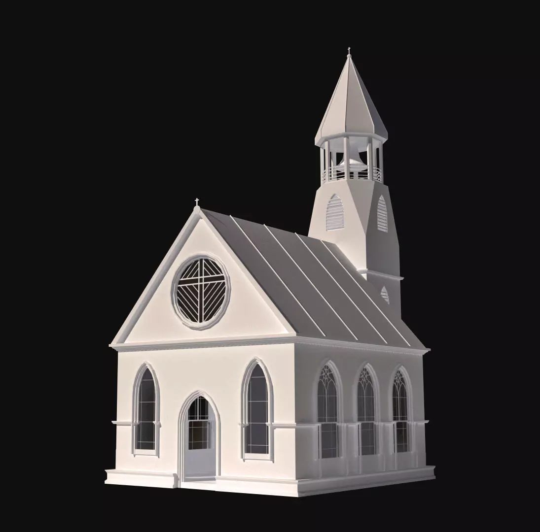 Mediavel church LOW POLY Free low-poly 3D model