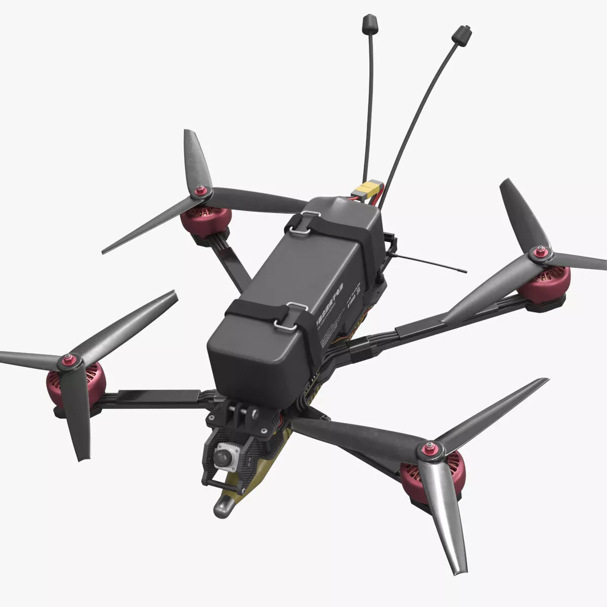 Kamikaze Quadcopter with Munition Green Rigged for Cinema 4D 3D model