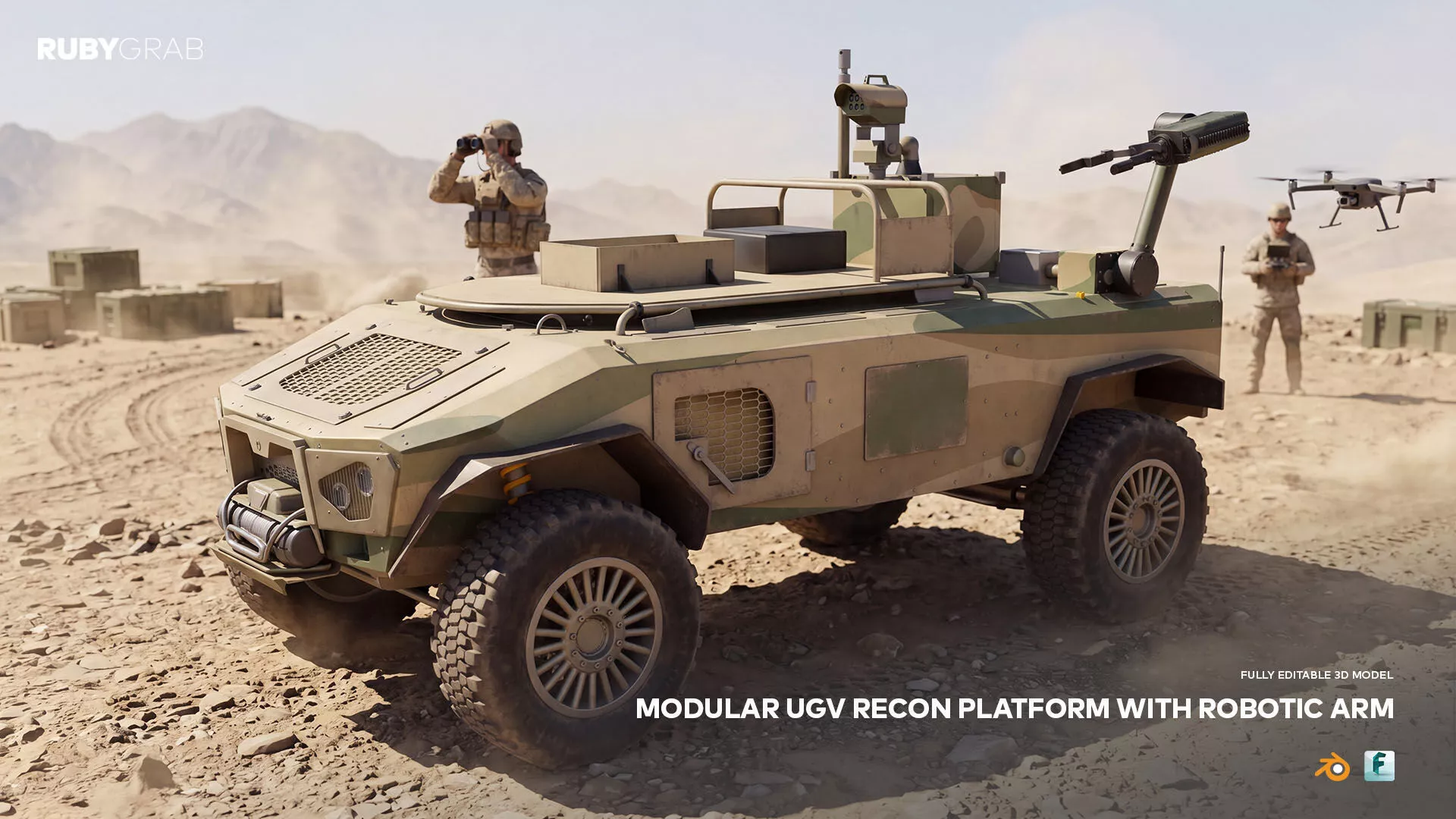 Modular PHOBOS UGV Recon Platform with Robotic Arm 3D model