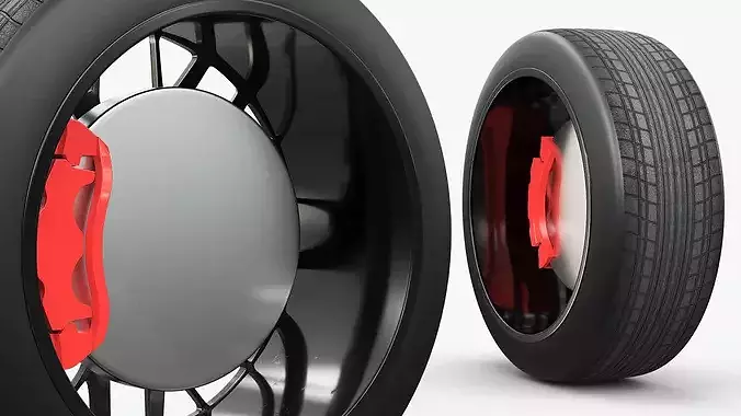 Modern Car Alloy Rim Multi Spoke Silver 3D model 4