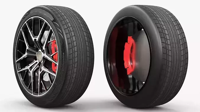 Modern Car Alloy Rim Multi Spoke Silver 3D model