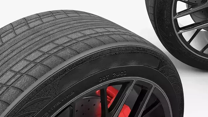 Modern Car Alloy Rim Multi Spoke Silver 3D model 5