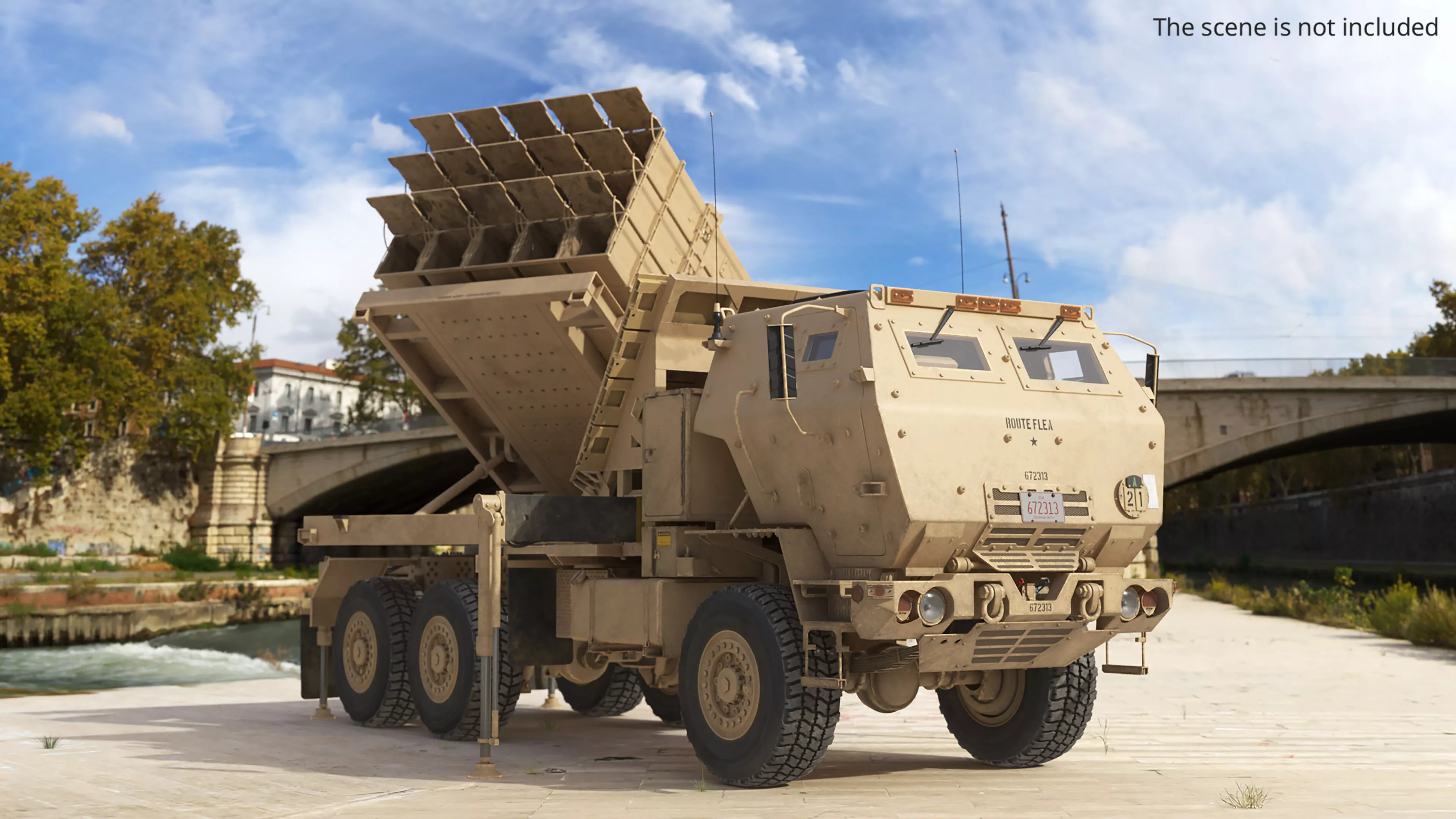 Multi Mission Launcher Vehicle Desert Rigged for Maya 3D model