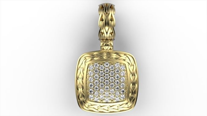 Classic Chain Medium Square Pendant 3D print model