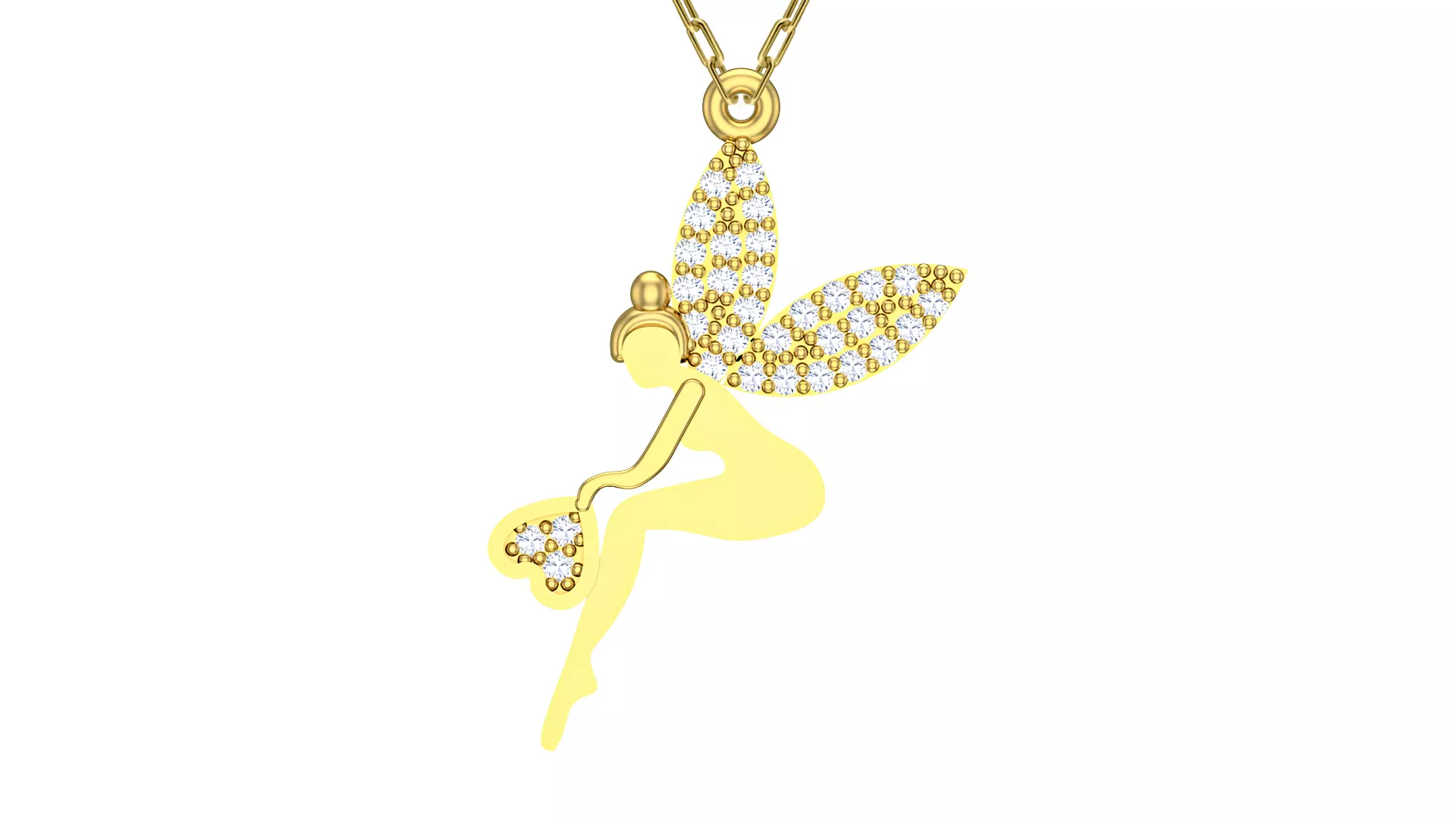 Winged Woman Gold Pendant Ready for Production CAD JPCO-114 3D print model