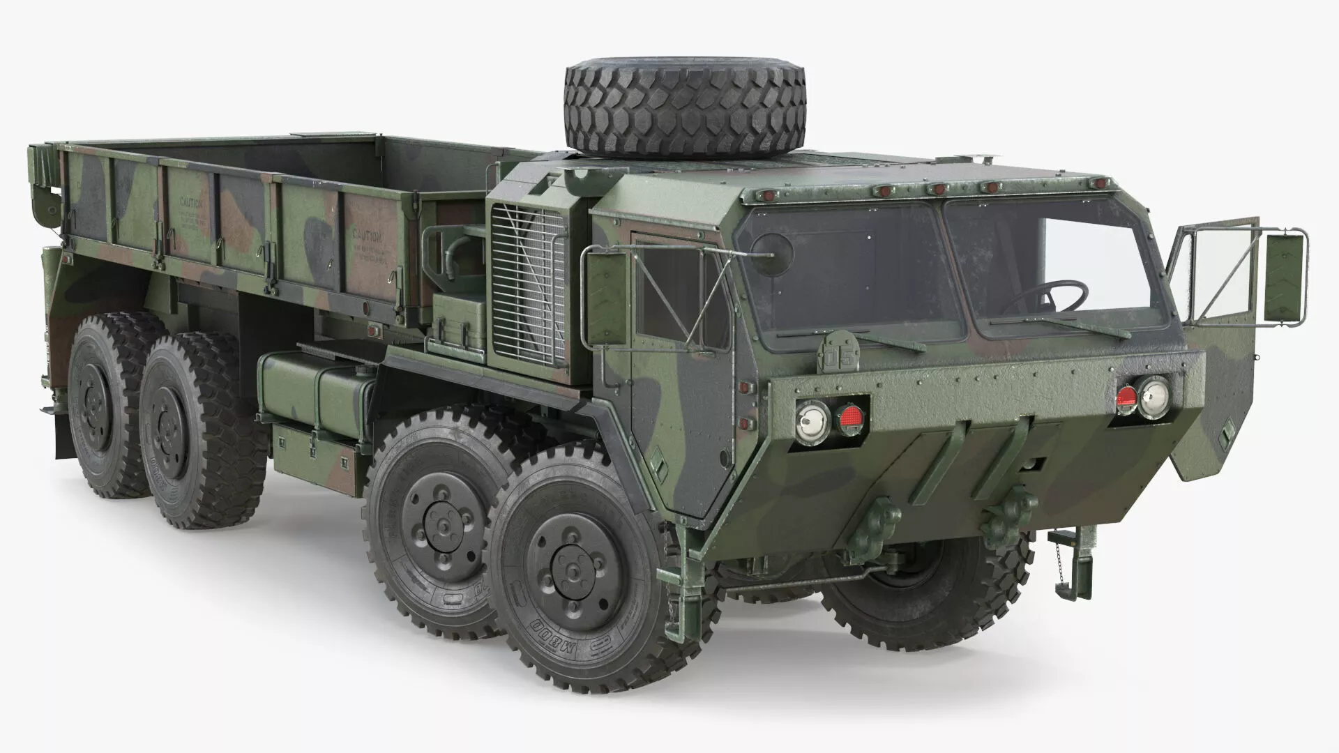 Military Camouflage Logistics Truck Flatbed Rigged 3D model