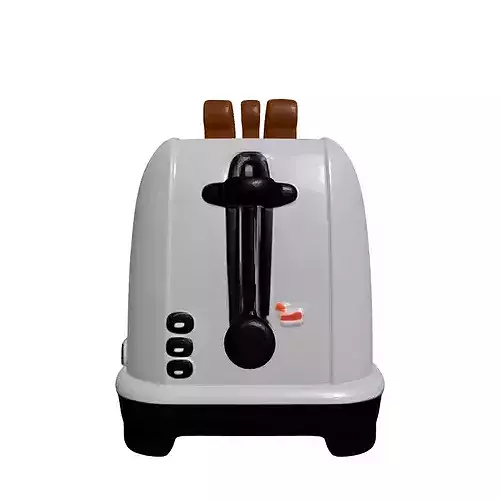 Modern Chrome Toaster with Toast 3D model 5