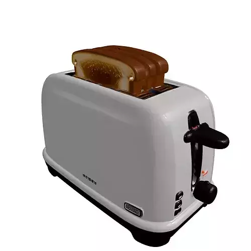 Modern Chrome Toaster with Toast 3D model 4