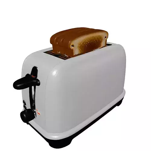 Modern Chrome Toaster with Toast 3D model 3