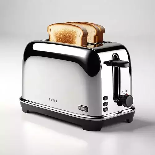 Modern Chrome Toaster with Toast 3D model