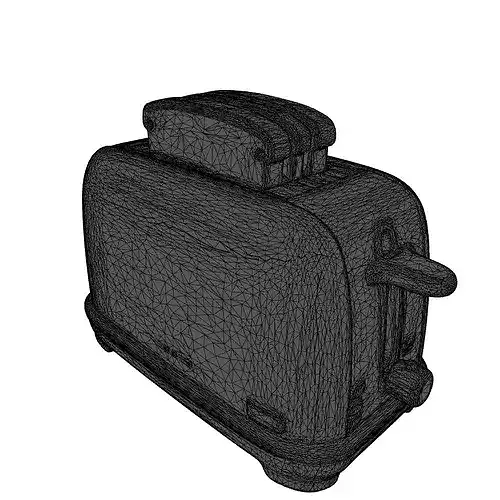 Modern Chrome Toaster with Toast 3D model 2