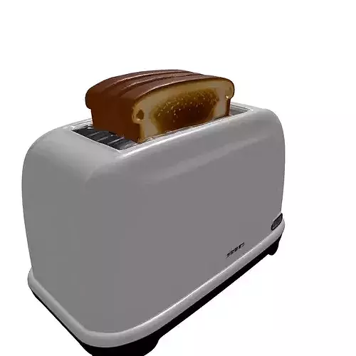 Modern Chrome Toaster with Toast 3D model 7