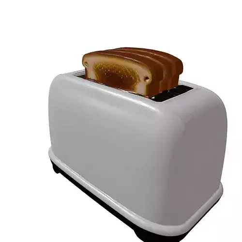 Modern Chrome Toaster with Toast 3D model 6