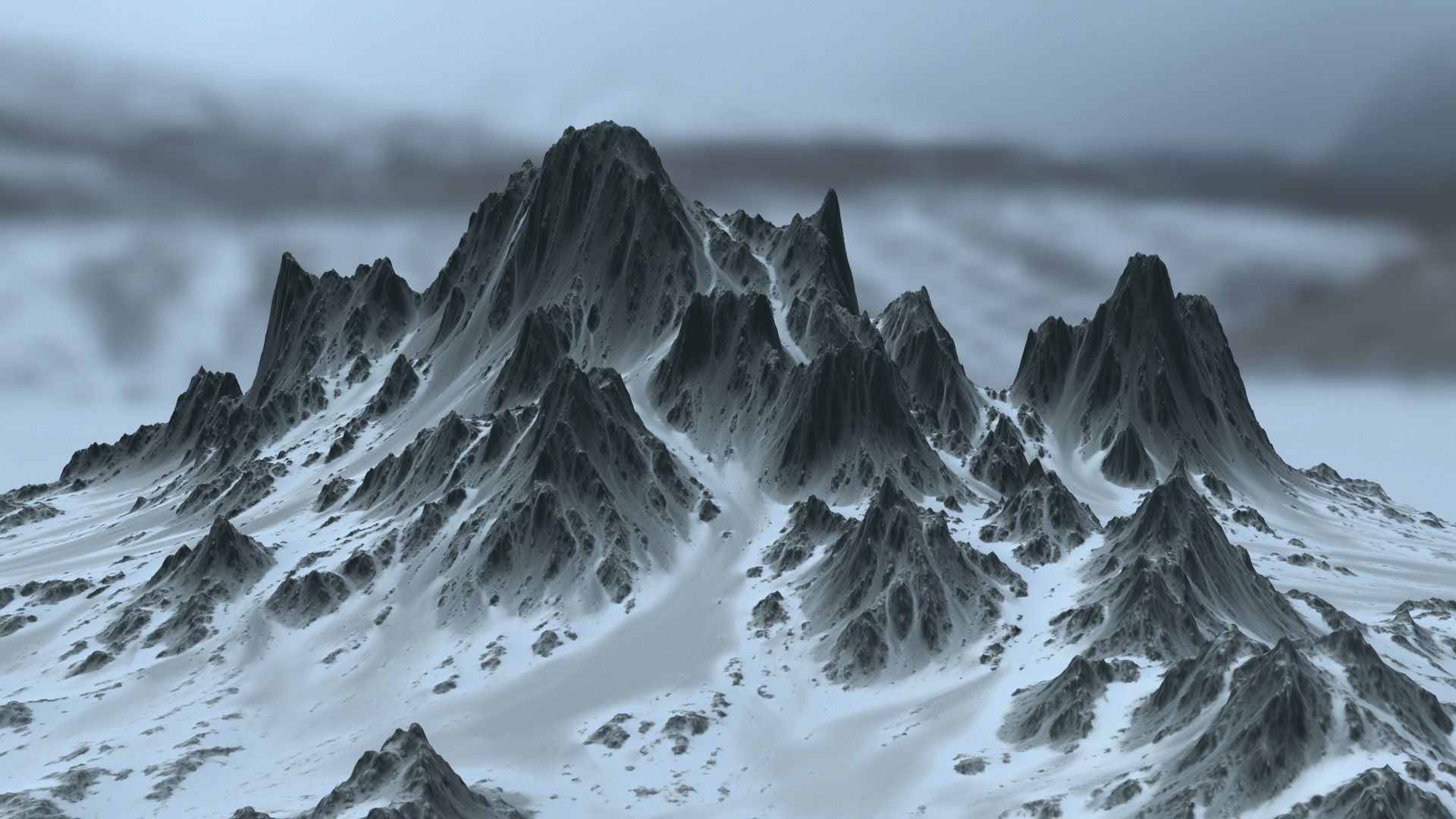 Snow Mountain Low-poly 3D model_1